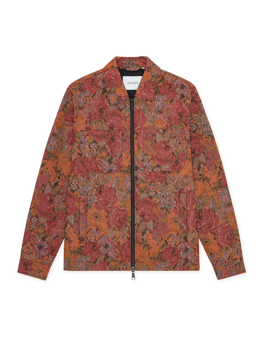 Les Deux Marseille Jacquard Zipper Jacket in Red Dhalia | Buster McGee