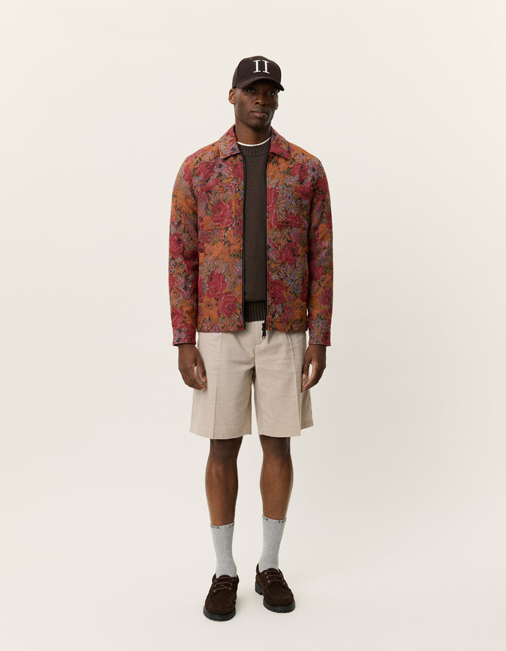 Les Deux Marseille Jacquard Zipper Jacket in Red Dhalia | Buster McGee