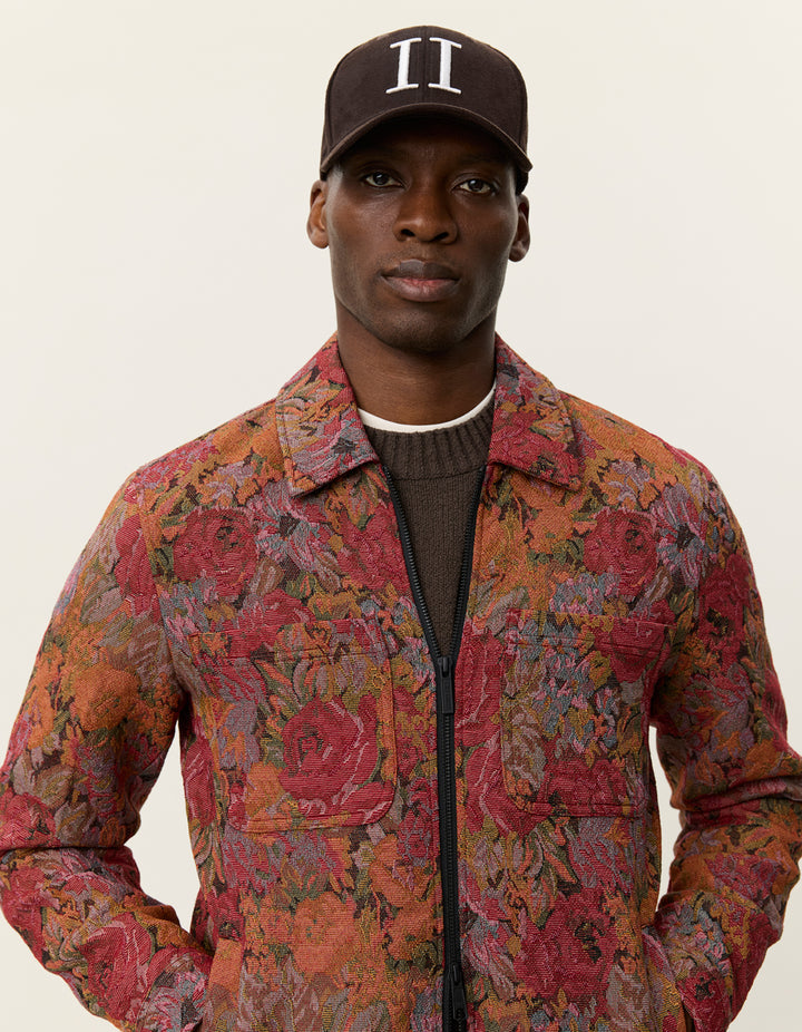 Les Deux Marseille Jacquard Zipper Jacket in Red Dhalia | Buster McGee