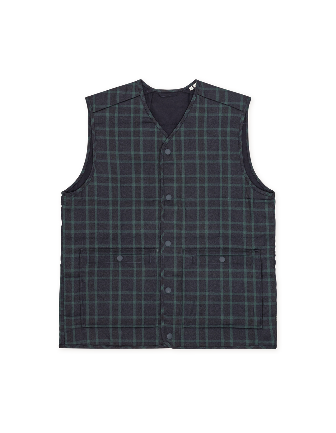 Les Deux Matt Quilted Check Vest in Dark Navy | Buster McGee
