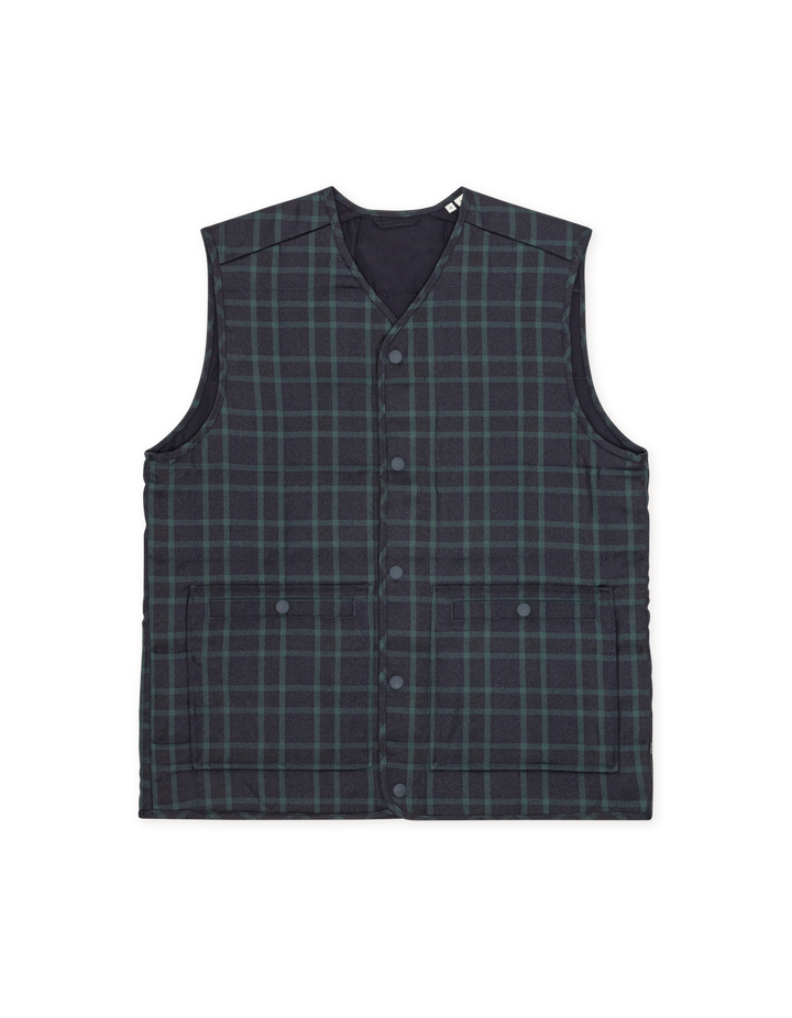 Les Deux Matt Quilted Check Vest in Dark Navy | Buster McGee