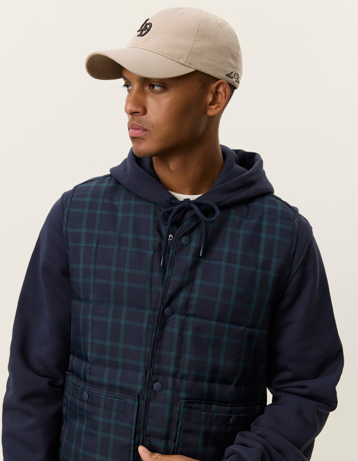 Les Deux Matt Quilted Check Vest in Dark Navy | Buster McGee