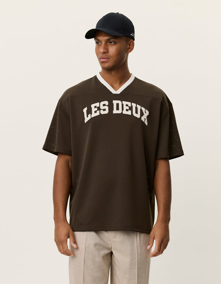 Les Deux Bronson Mesh T-Shirt in Turkish Coffee Brown | Buster McGee