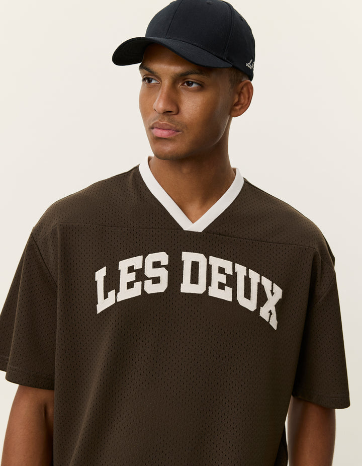 Les Deux Bronson Mesh T-Shirt in Turkish Coffee Brown | Buster McGee