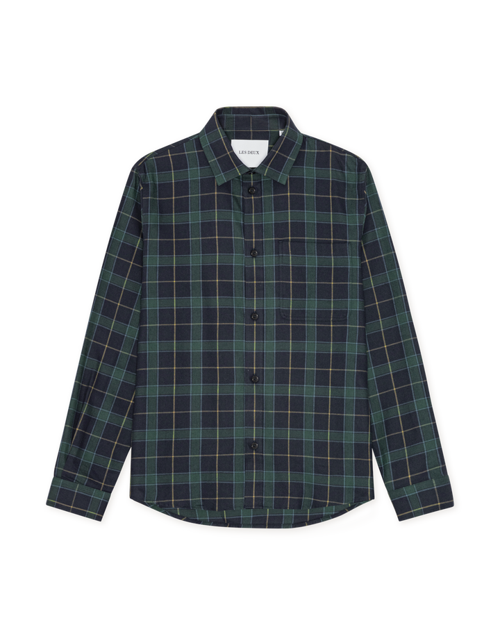 Les Deux Lennon Check Overshirt in Dark Navy | Buster McGee Daylesford