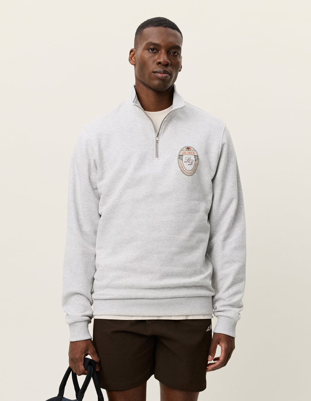 Les Deux Brady Emblem Half-Zip Sweatshirt Snow Melange | Buster McGee