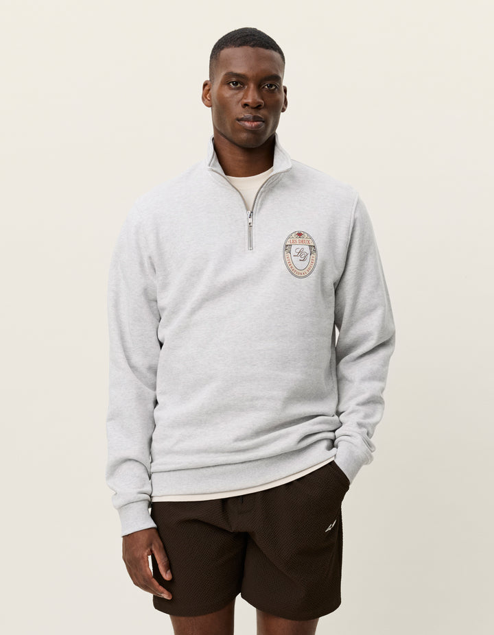Les Deux Brady Emblem Half-Zip Sweatshirt Snow Melange | Buster McGee