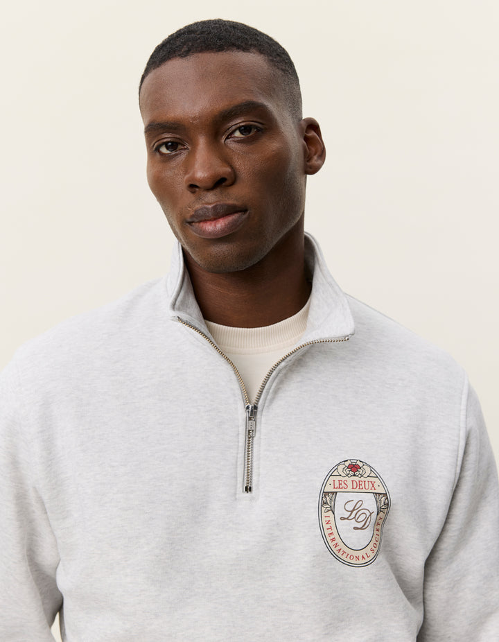Les Deux Brady Emblem Half-Zip Sweatshirt Snow Melange | Buster McGee