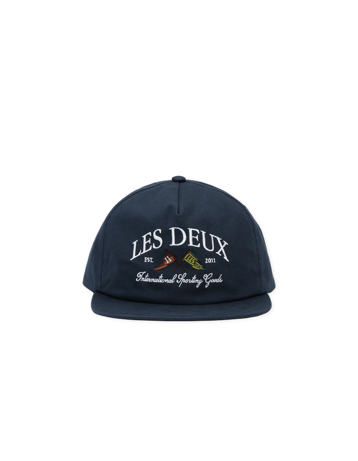 Les Deux Ivy League Organic Letterman Cap in Dark Navy | Buster McGee