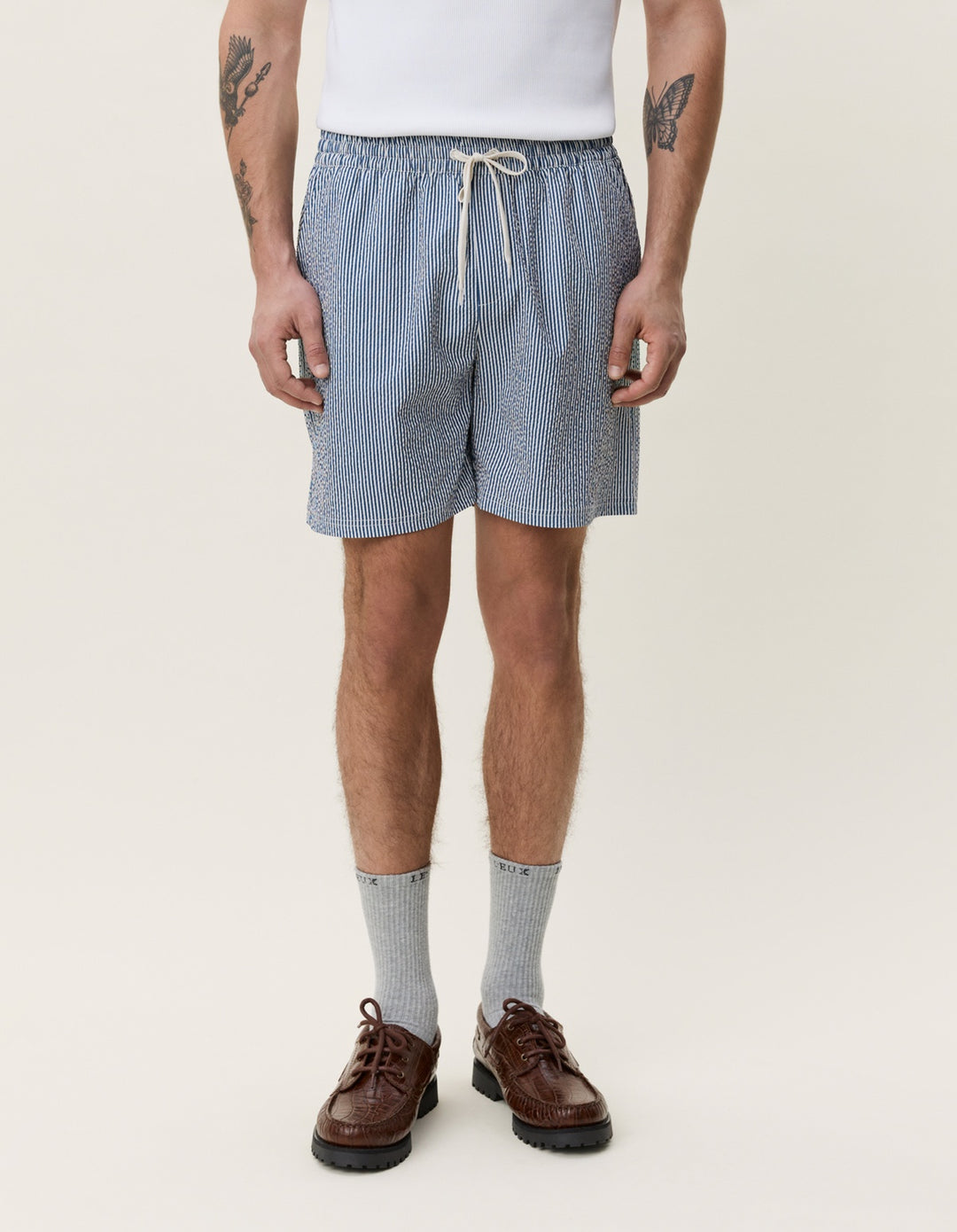 Les Deux Stripe Seersucker Swim Shorts | Buster McGee Daylesford