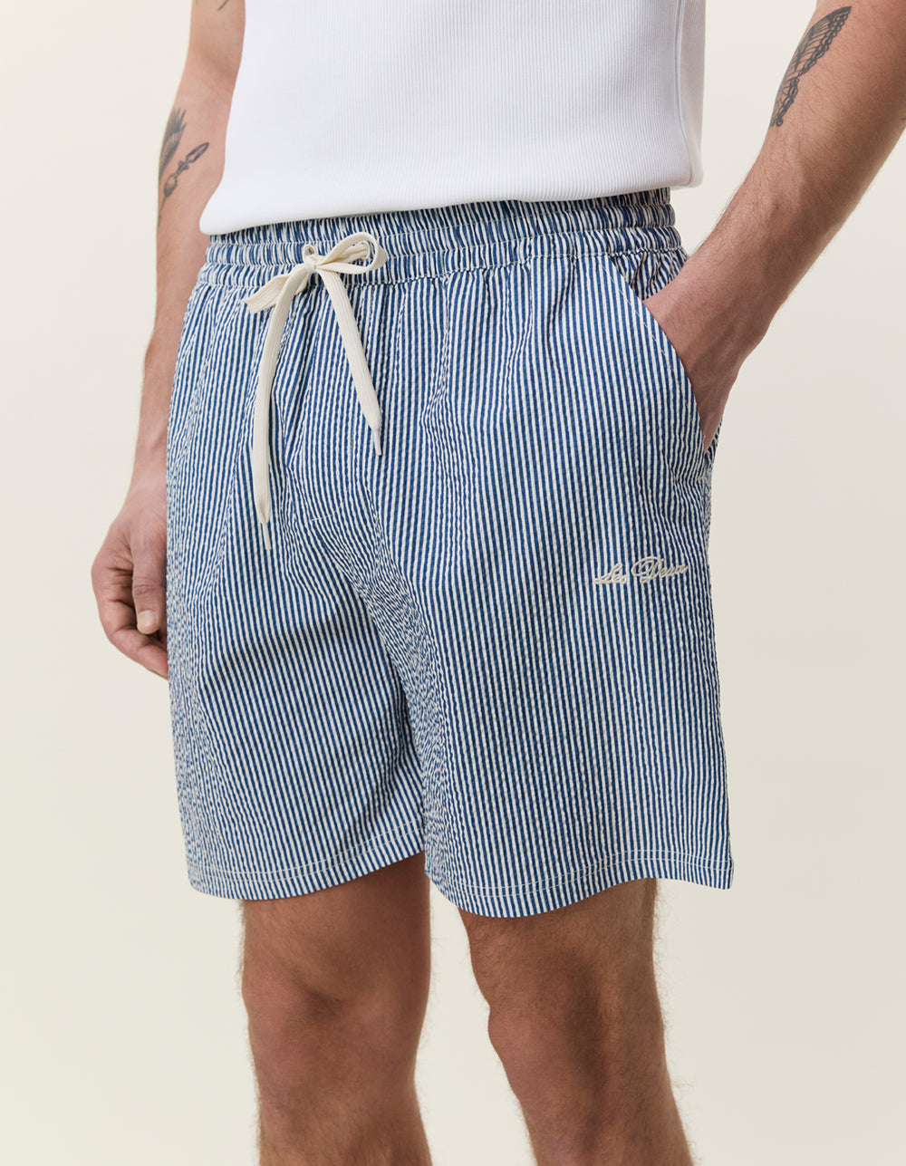 Les Deux Stripe Seersucker Swim Shorts | Buster McGee Daylesford