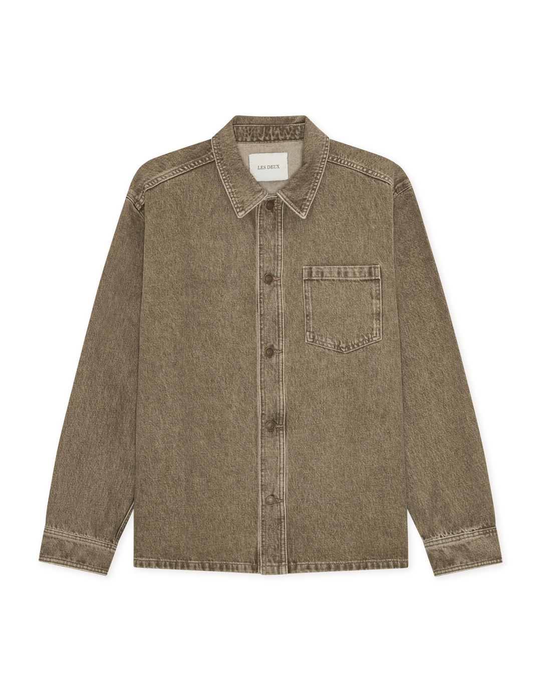 Les Deux Denim Overshirt in Light Brown Denim Wash | Buster McGee