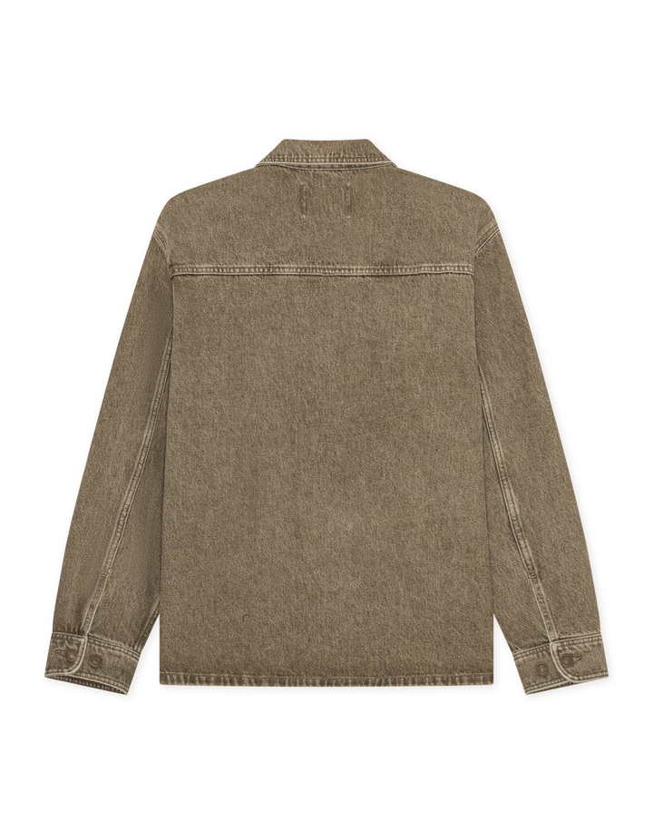 Les Deux Denim Overshirt in Light Brown Denim Wash
