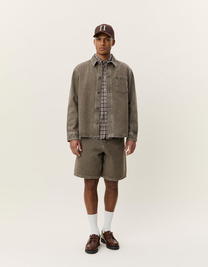 Les Deux Denim Overshirt in Light Brown Denim Wash | Buster McGee