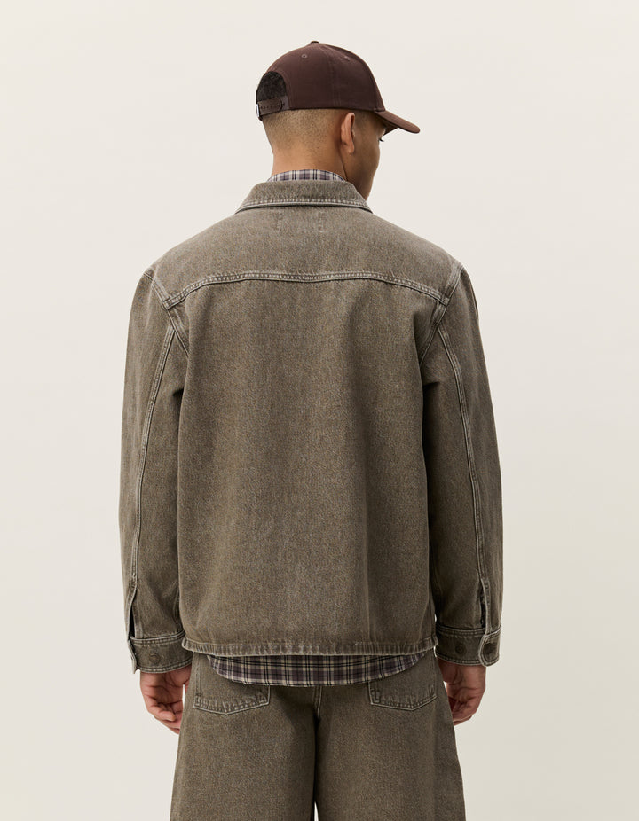 Les Deux Denim Overshirt in Light Brown Denim Wash