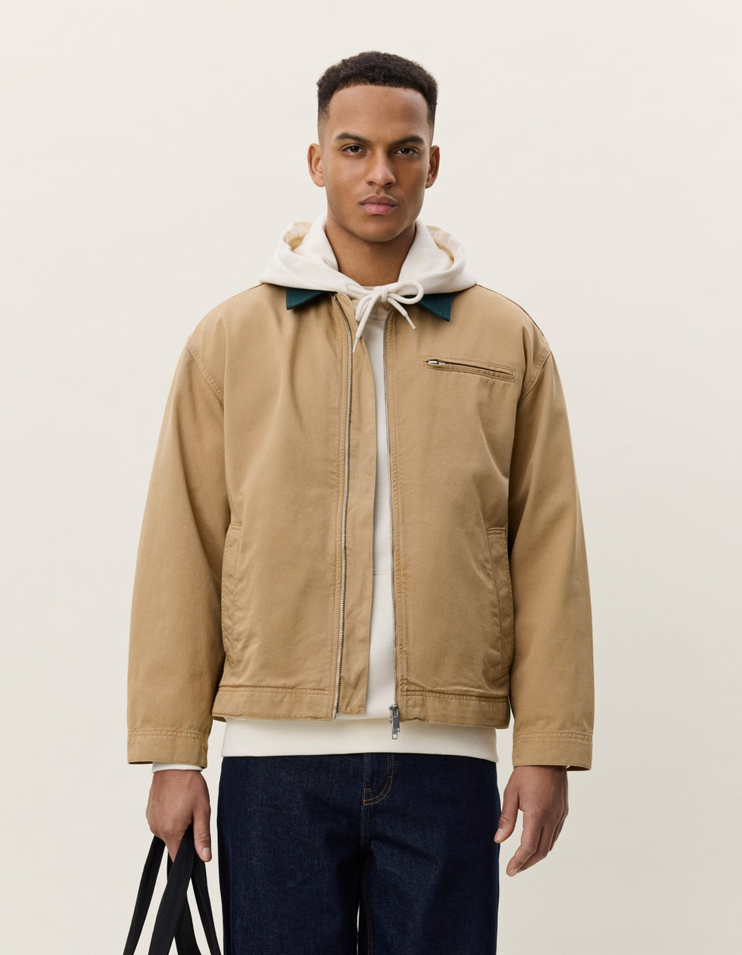 Les Deux Twill Zipper Jacket in Incense Beige | Buster McGee