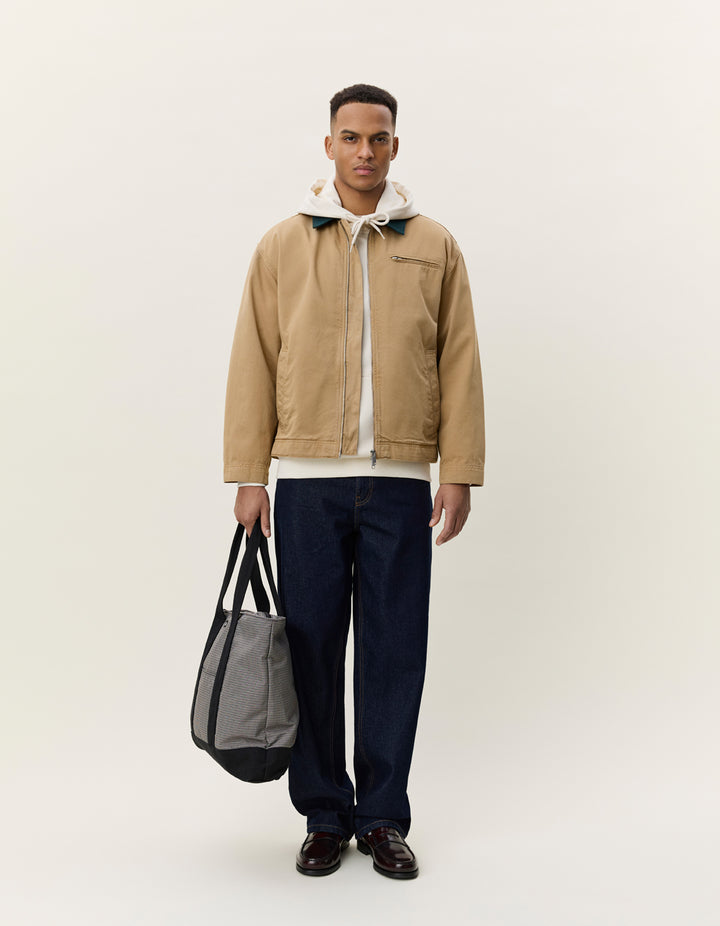 Les Deux Twill Zipper Jacket in Incense Beige | Buster McGee