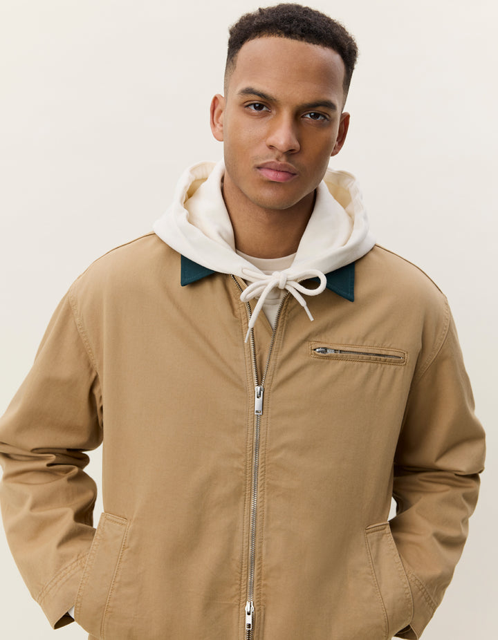 Les Deux Twill Zipper Jacket in Incense Beige | Buster McGee