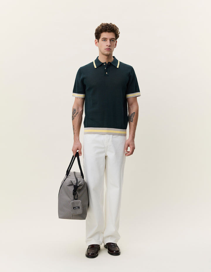 Les Deux Lace Knitted Polo in Pine Green | Buster McGee Daylesford