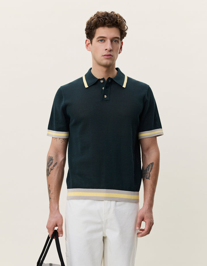 Les Deux Lace Knitted Polo in Pine Green | Buster McGee Daylesford