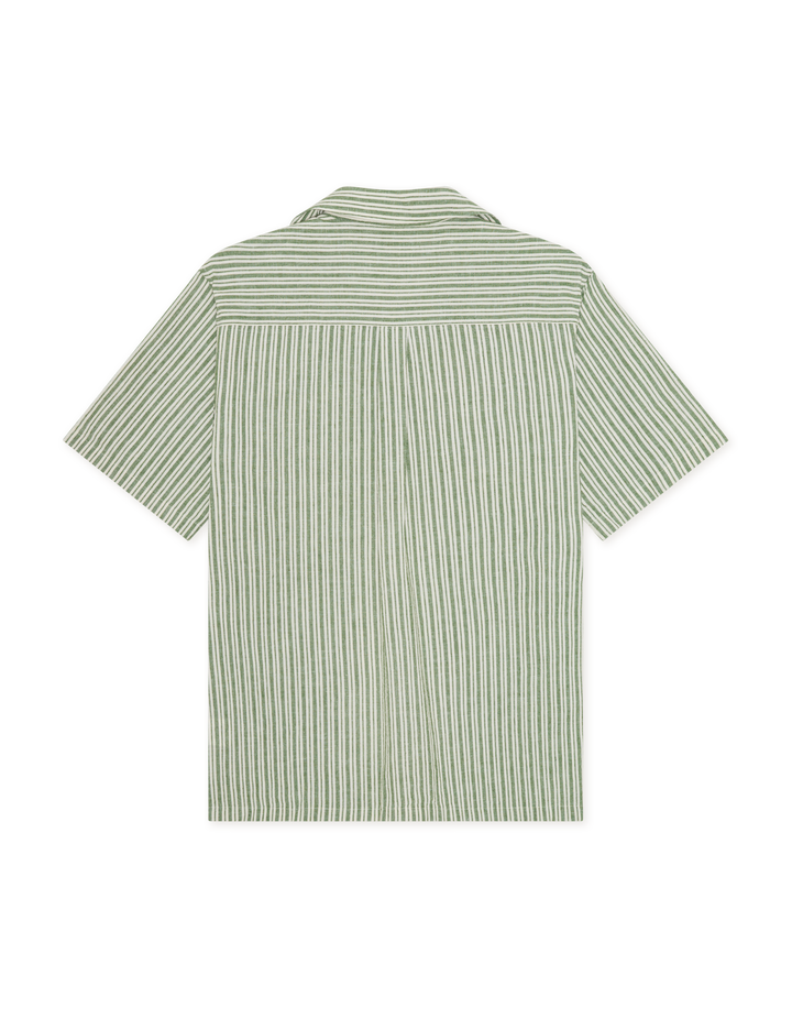Les Deux Stripe Cotton-Linen SS Shirt Artichoke Green | Buster McGee