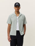 Les Deux Stripe Cotton-Linen SS Shirt Artichoke Green | Buster McGee