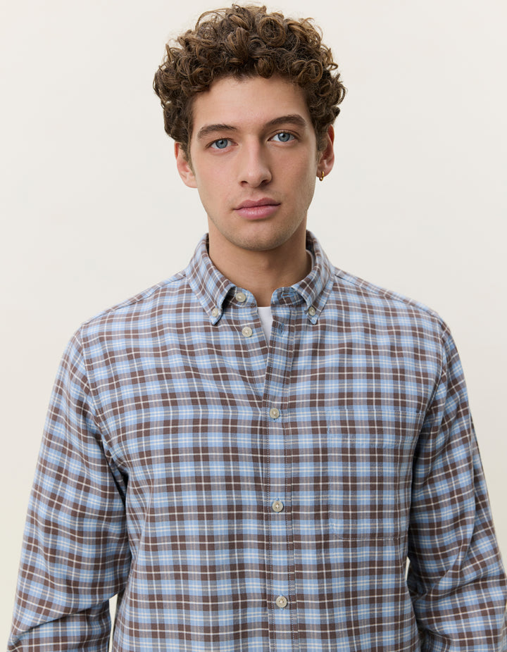 Les Deux Check Shirt in Faded Denim Blue | Buster McGee Daylesford