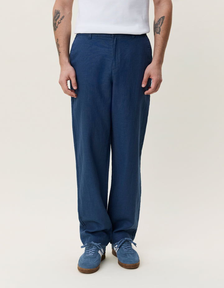 Les Deux Linen Comfort Suit Pants in Dark Denim Blue | Buster McGee