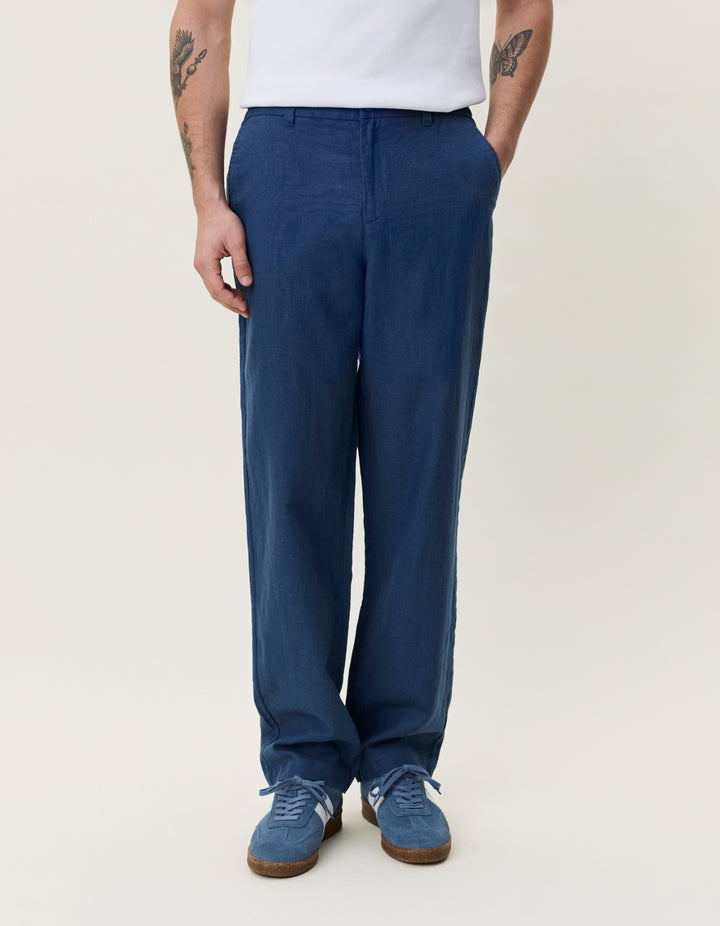 Les Deux Linen Comfort Suit Pants in Dark Denim Blue | Buster McGee