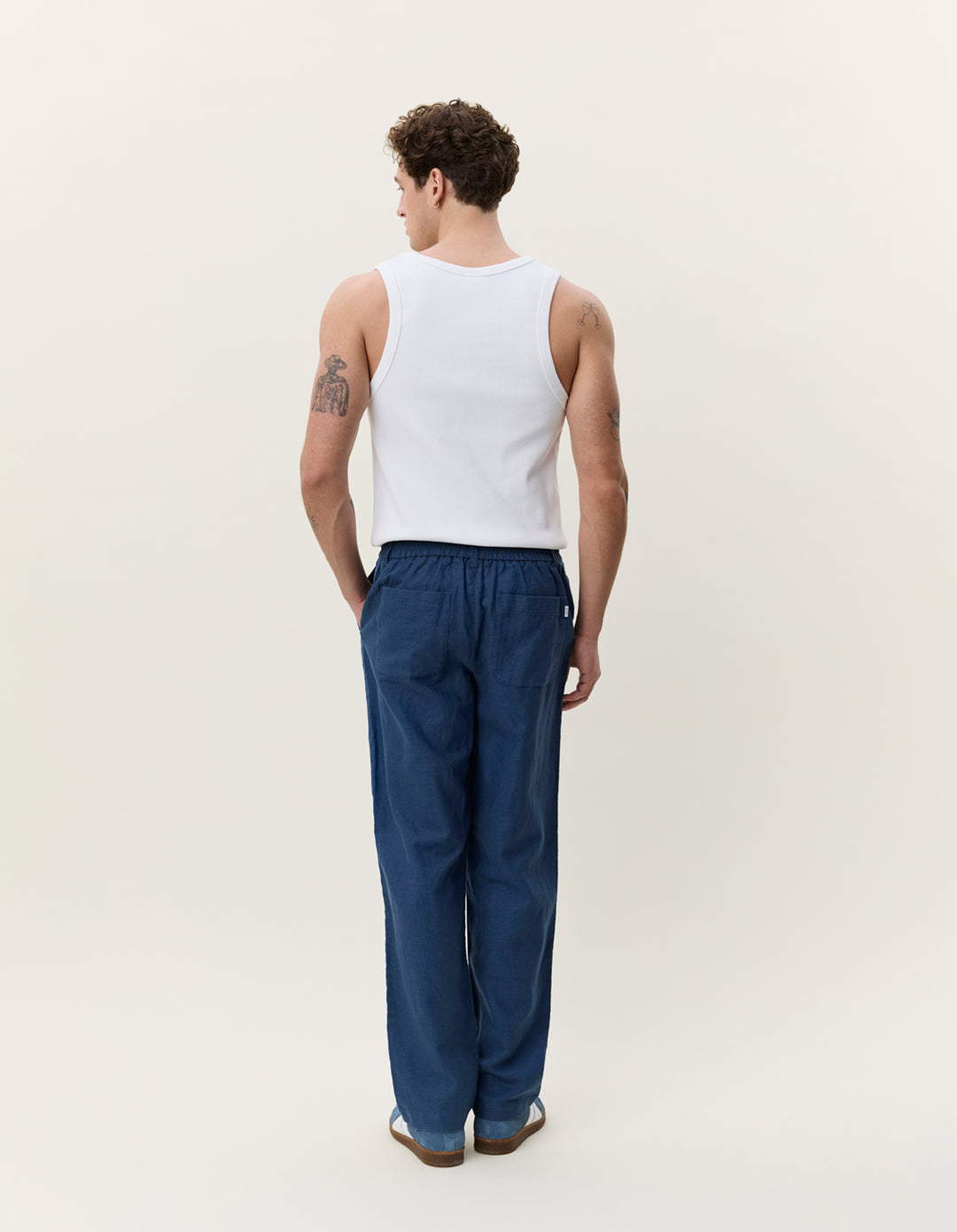 Les Deux Linen Comfort Suit Pants in Dark Denim Blue | Buster McGee