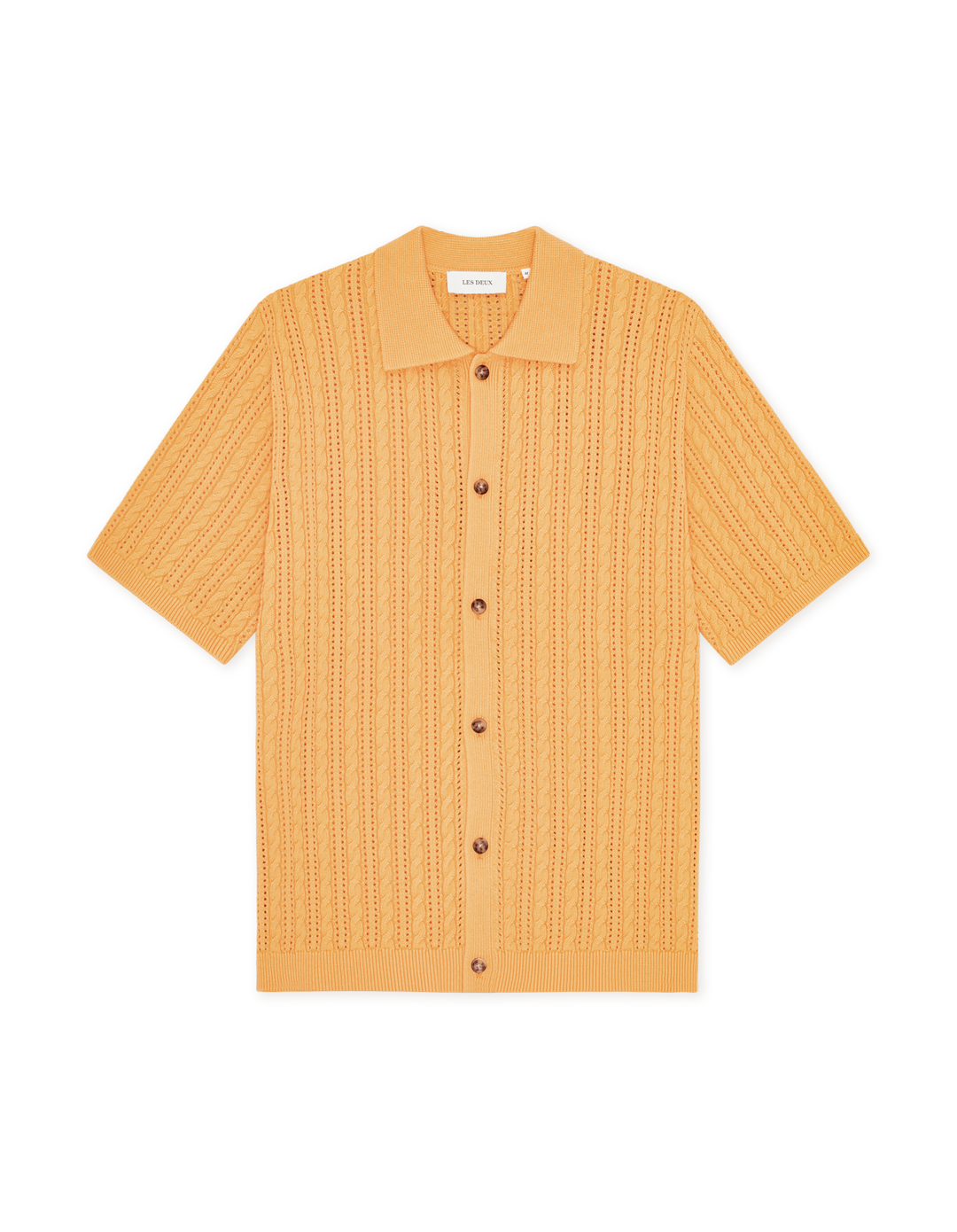 Les Deux Cable Knitted SS Shirt in Apricot Cream Orange | Buster McGee