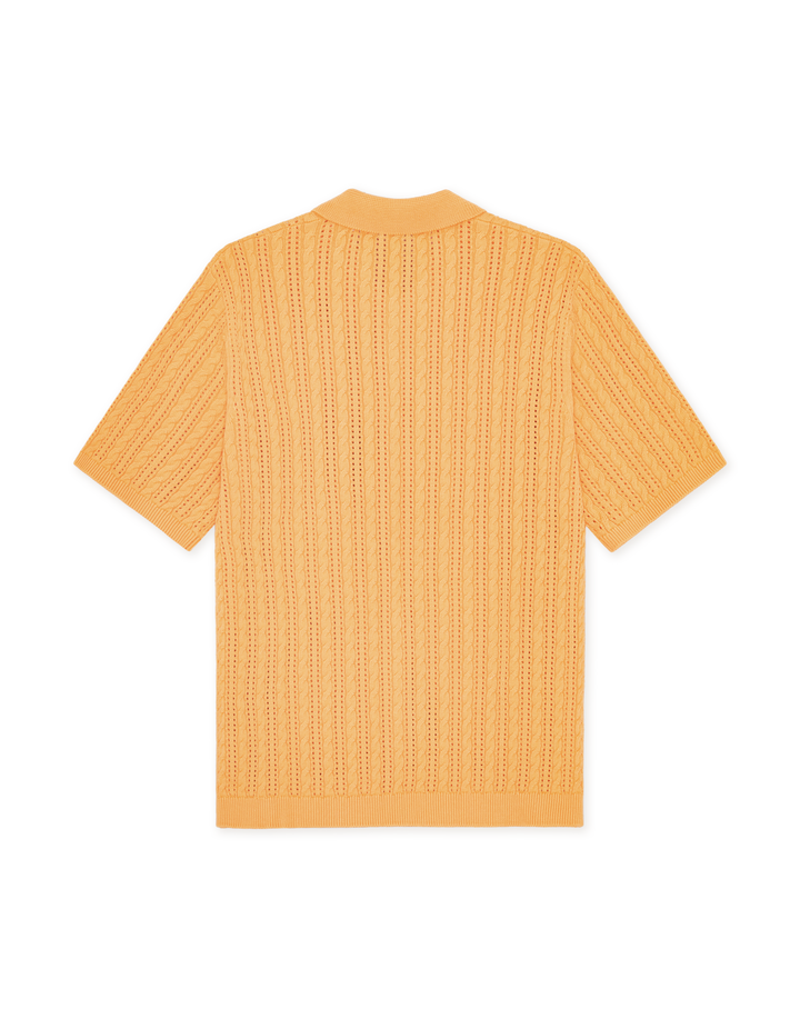 Les Deux Cable Knitted SS Shirt in Apricot Cream Orange