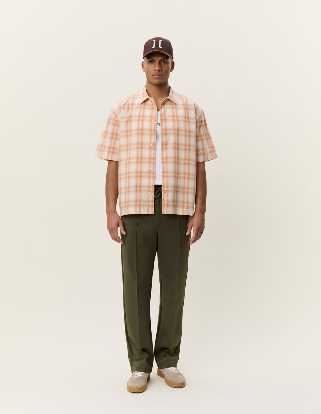 Les Deux Shadowcheck SS Shirt in Apricot Cream Orange | Buster McGee