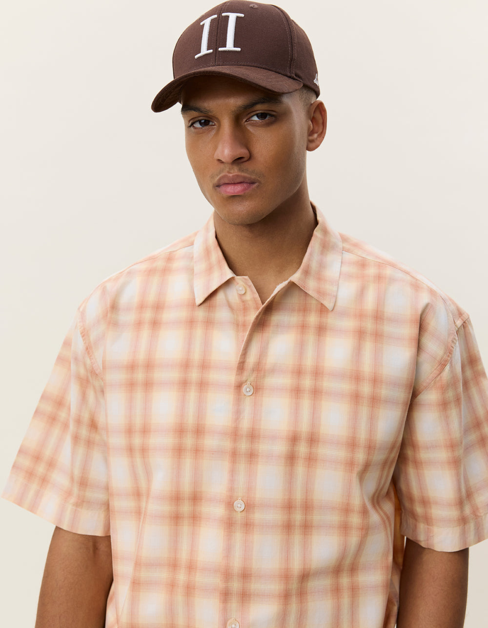 Les Deux Shadowcheck SS Shirt in Apricot Cream Orange | Buster McGee