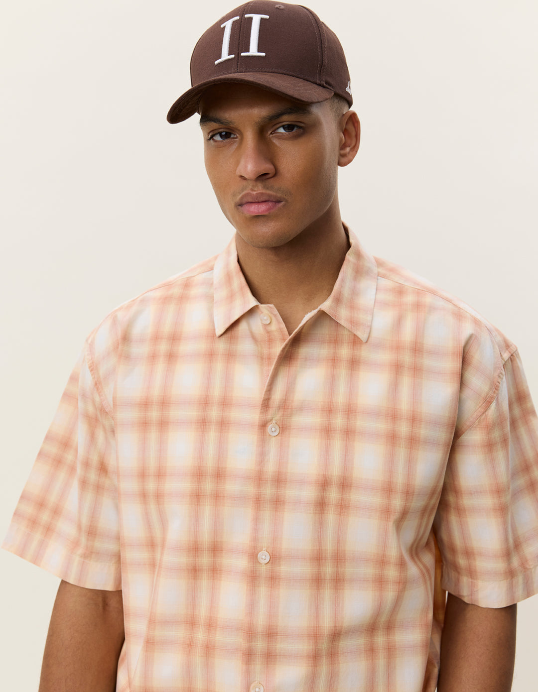 Les Deux Shadowcheck SS Shirt in Apricot Cream Orange | Buster McGee