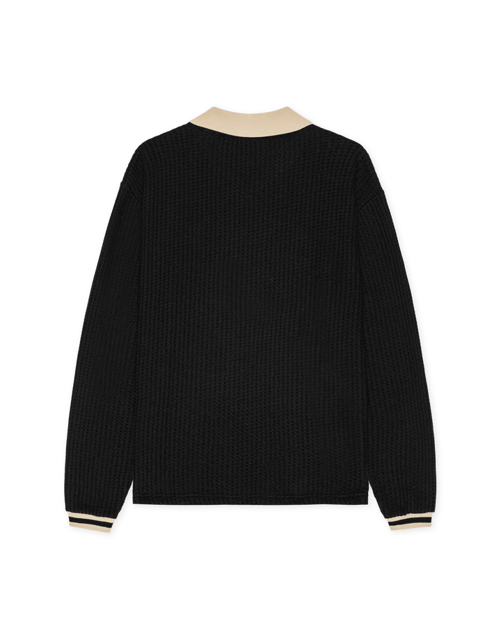 Les Deux Waffle Longsleeve Football Jersey in Black