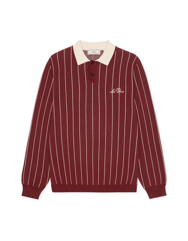 Les Deux Signature Knitted LS Polo in Chocolate Truffle | Buster McGee