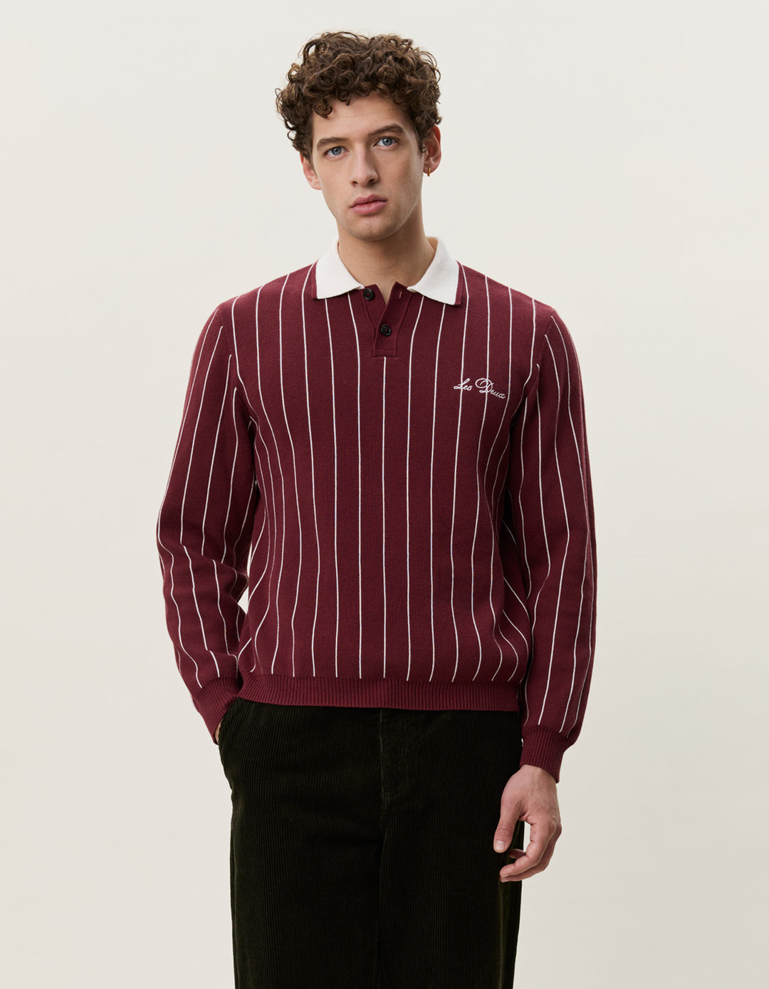Les Deux Signature Knitted LS Polo in Chocolate Truffle | Buster McGee