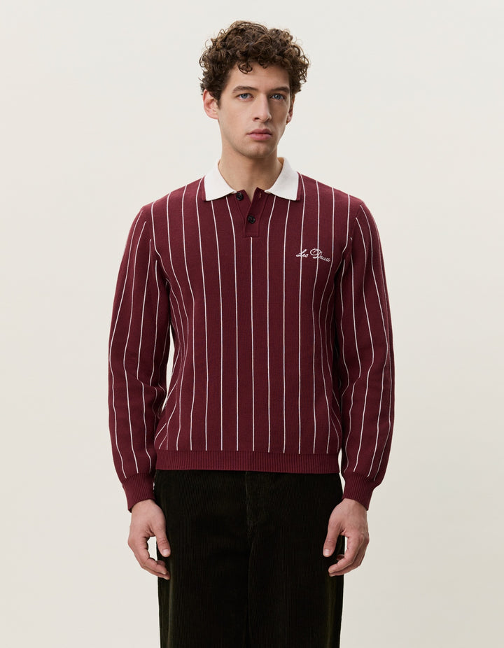 Les Deux Signature Knitted LS Polo in Chocolate Truffle | Buster McGee
