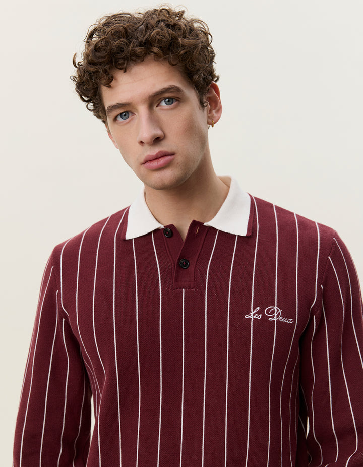 Les Deux Signature Knitted LS Polo in Chocolate Truffle | Buster McGee