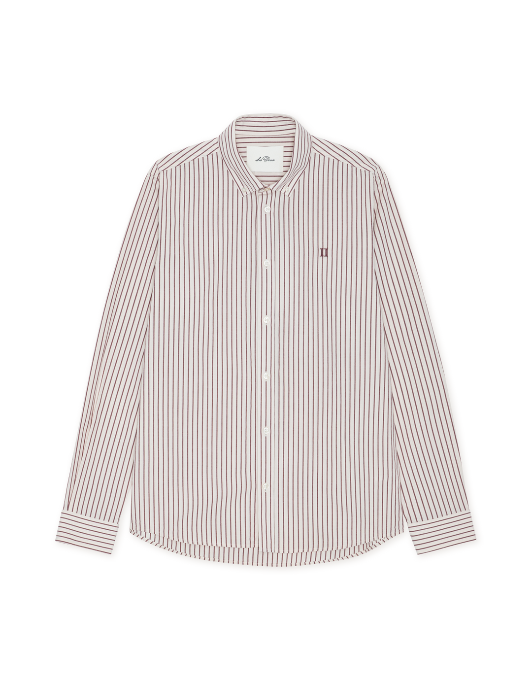 Les Deux Light Oxford Striped Shirt in Chocolate Truffle Red | Buster McGee
