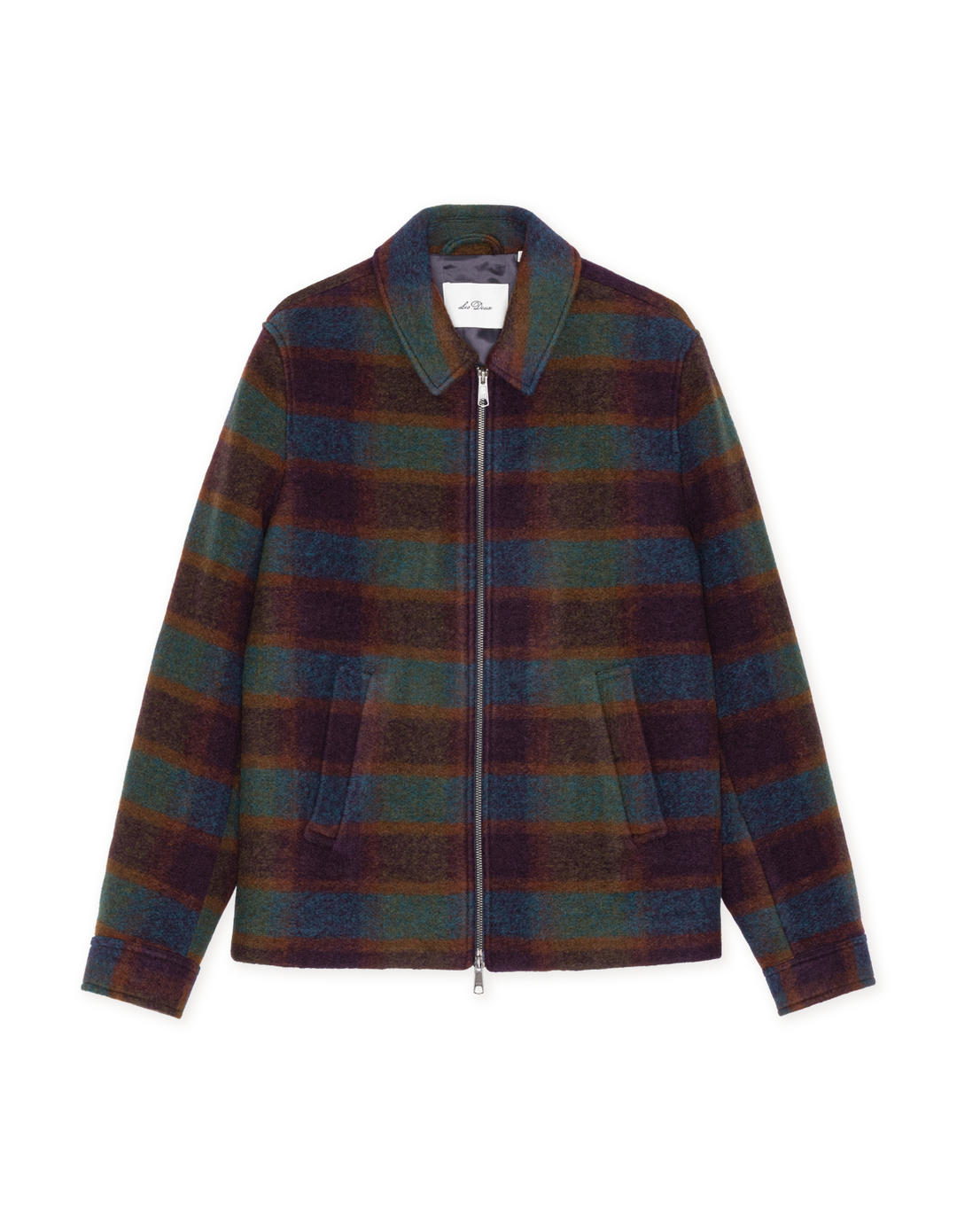 Les Deux Check Wool Zipper Coach Jacket in Rosin Green | Buster McGee