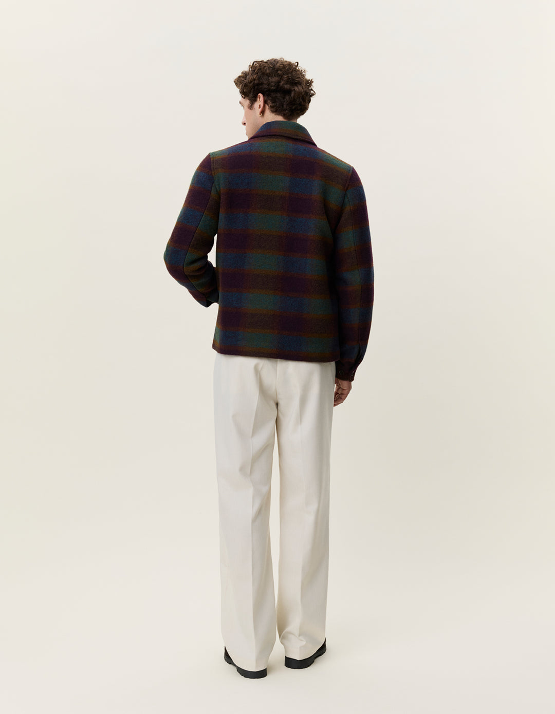 Les Deux Check Wool Zipper Coach Jacket