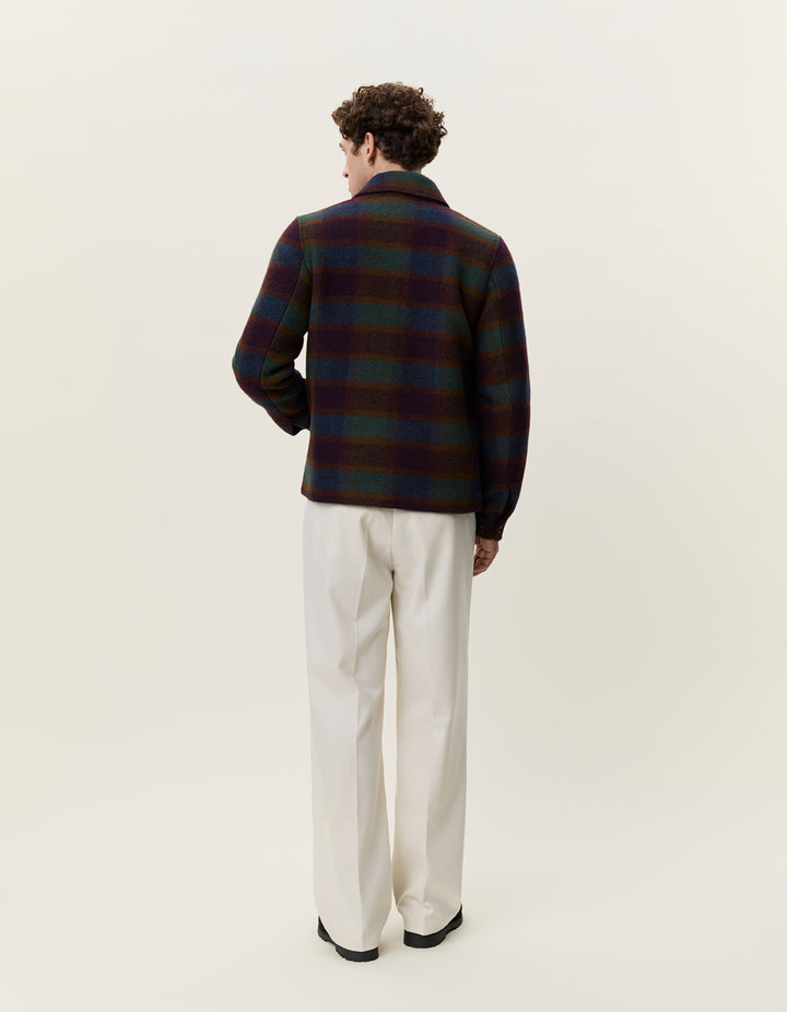 Les Deux Check Wool Zipper Coach Jacket