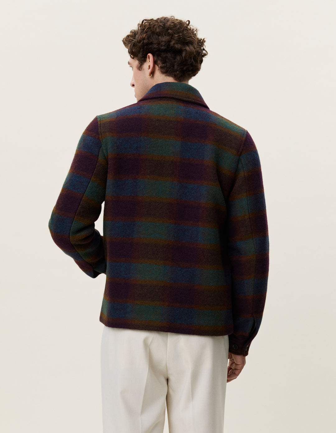 Les Deux Check Wool Zipper Coach Jacket