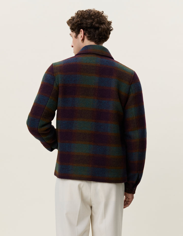 Les Deux Check Wool Zipper Coach Jacket