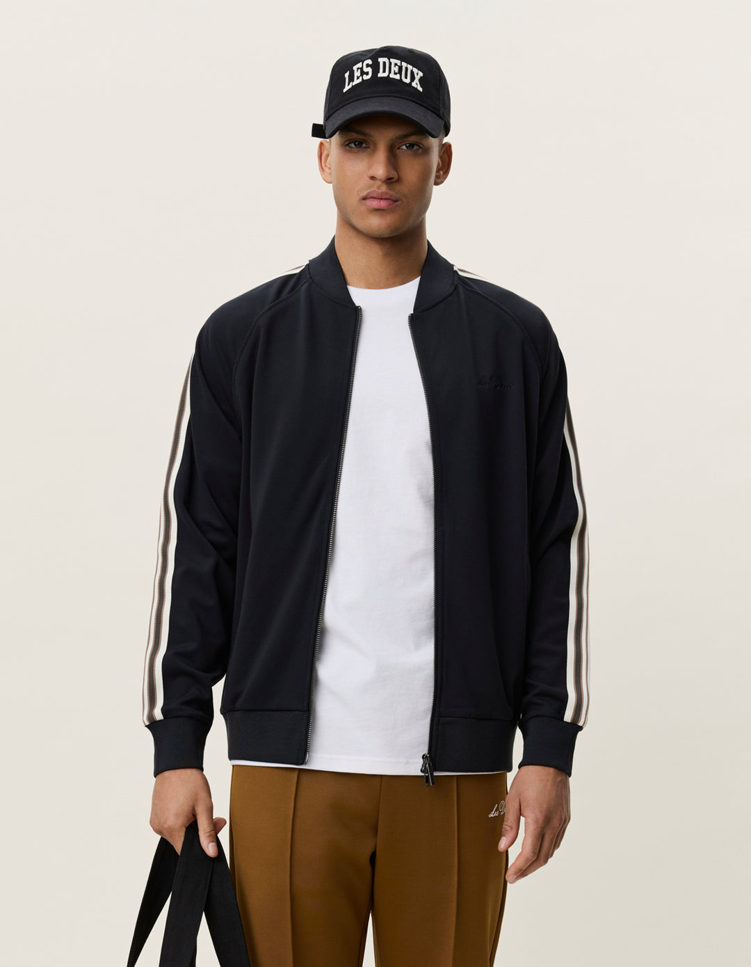 Les Deux Signature Rib Tape Track Jacket in Black | Buster McGee