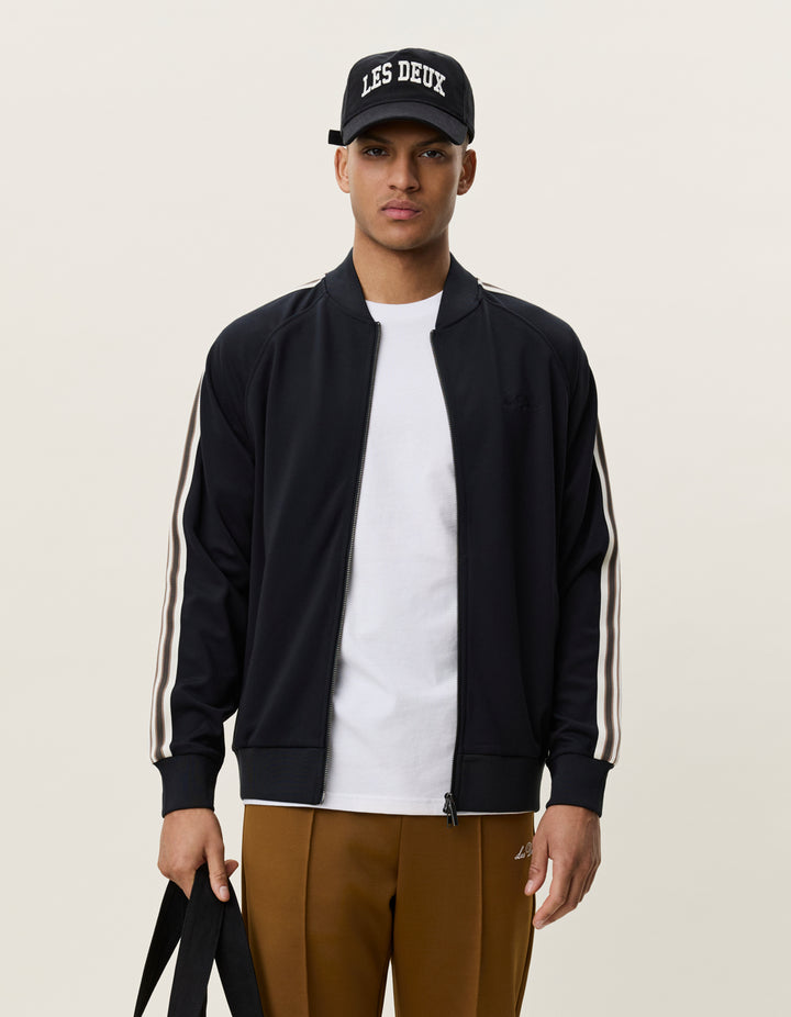Les Deux Signature Rib Tape Track Jacket in Black | Buster McGee
