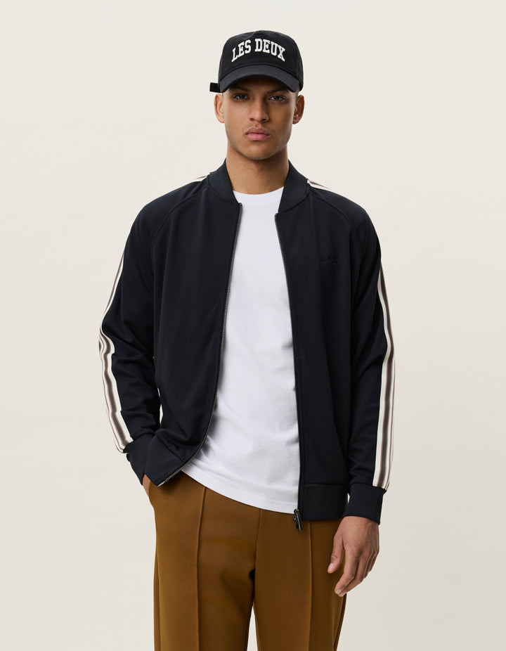 Les Deux Signature Rib Tape Track Jacket in Black | Buster McGee