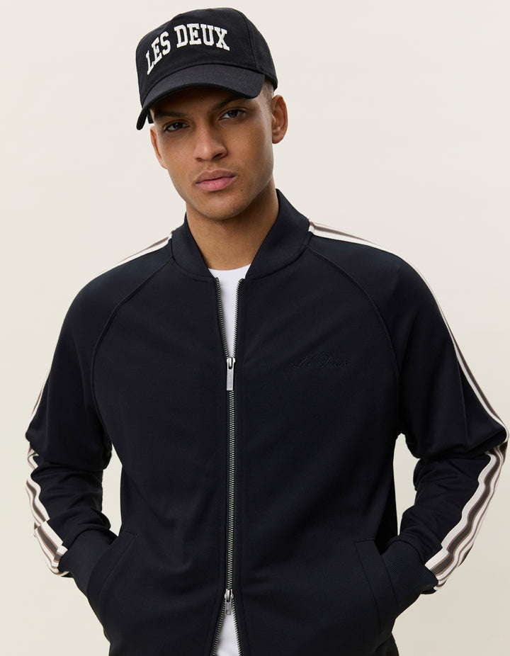 Les Deux Signature Rib Tape Track Jacket in Black | Buster McGee